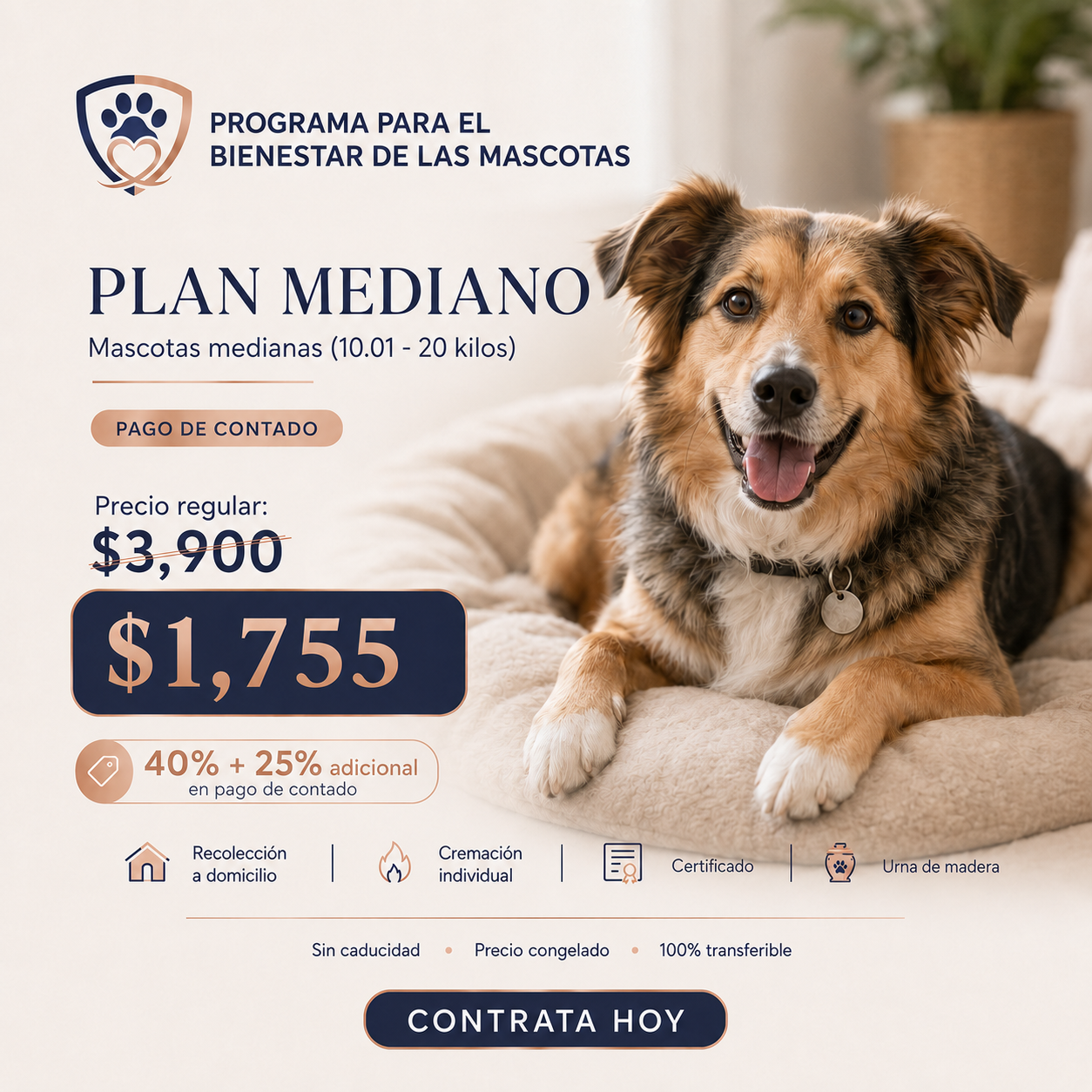 Plan Huella Mediana Contado — Mascotas de 10.01 a 20 kg